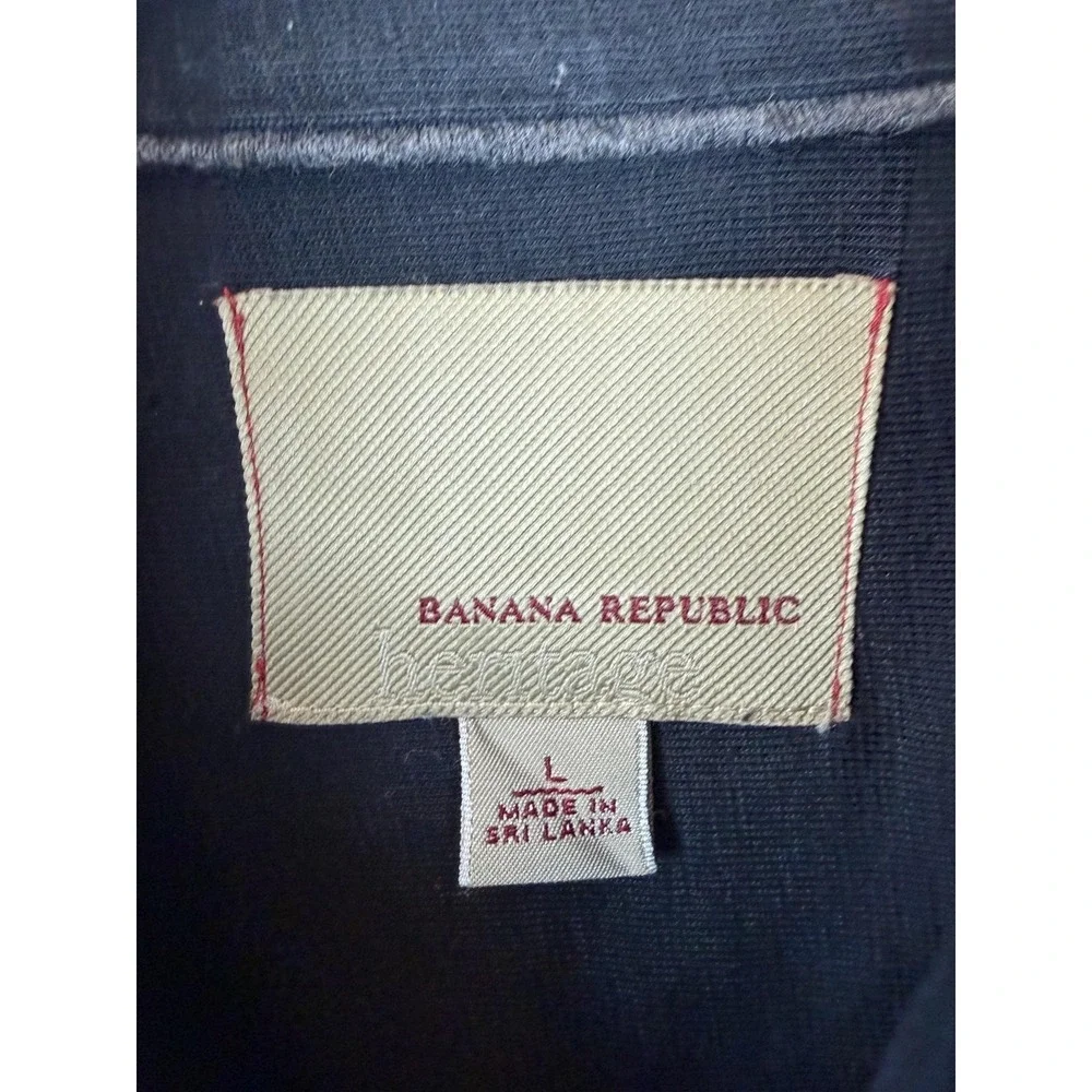 Banana Republic Shirt Mens Large Black Long Sleeve Button Front Pockets Casual